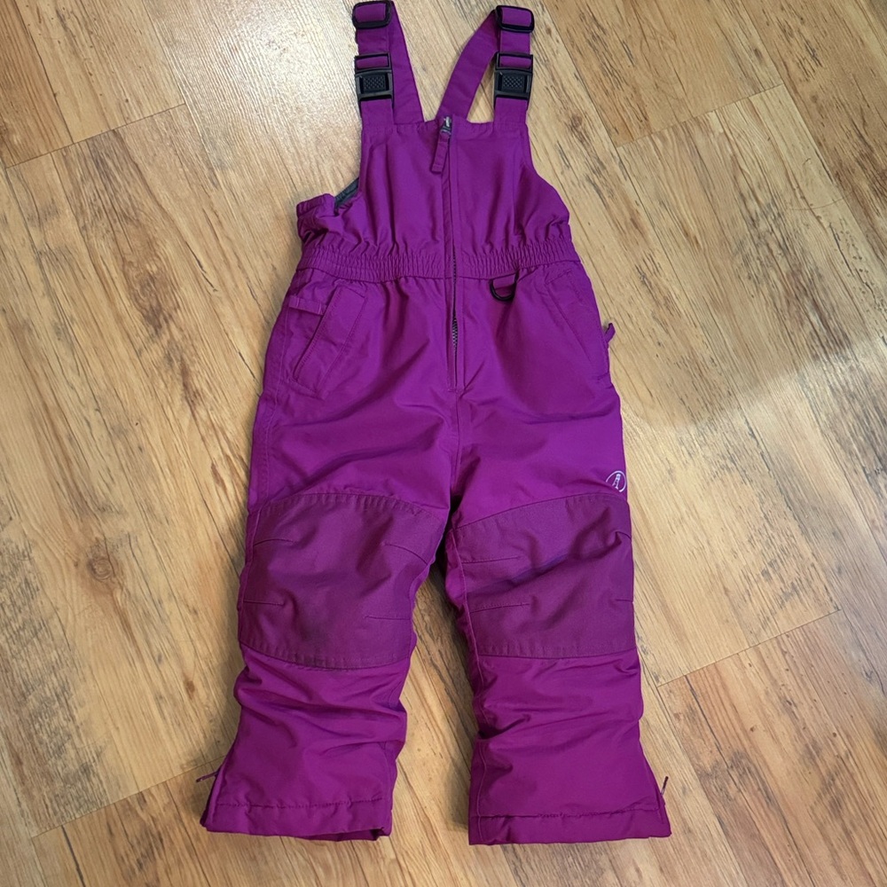 Lands End Kids Squall Waterproof Snow Bibs Sz 3T Plum